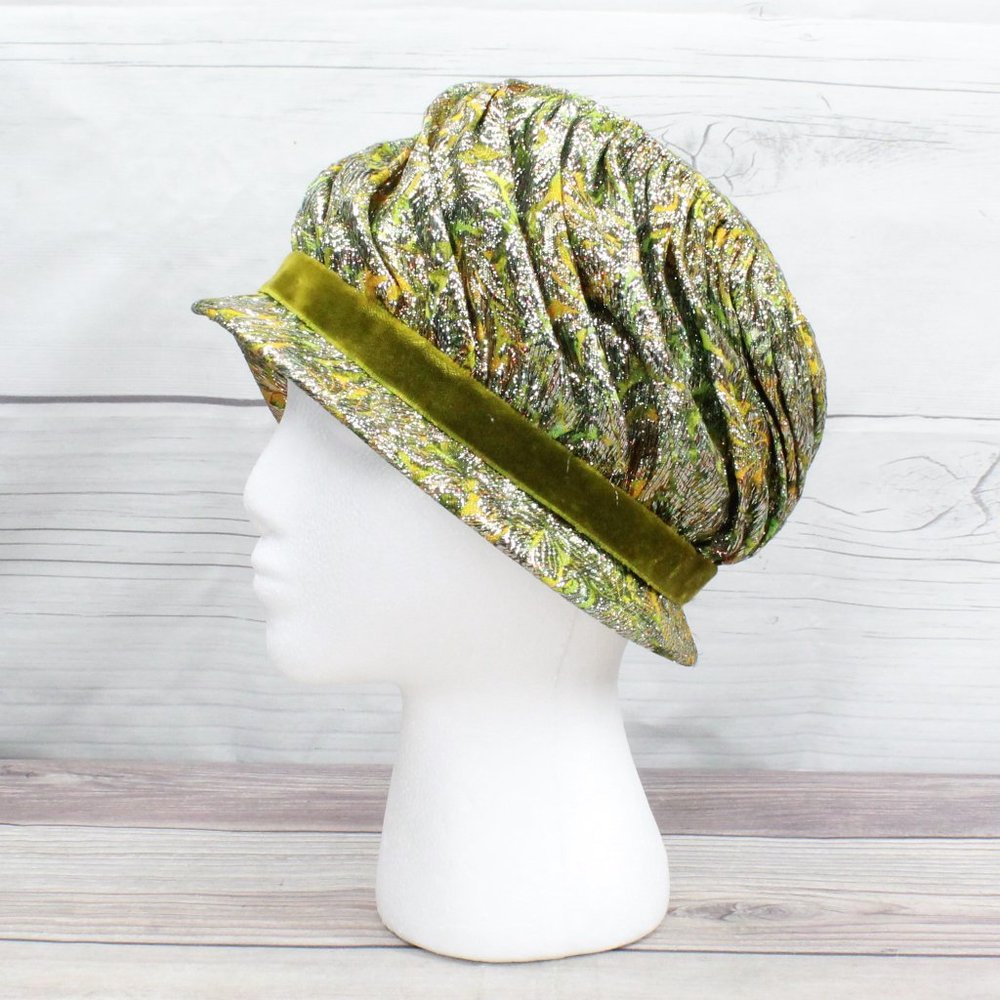 Vintage! Union Made U.S.A. Green Gold Studded Hat - Picture 5 of 11